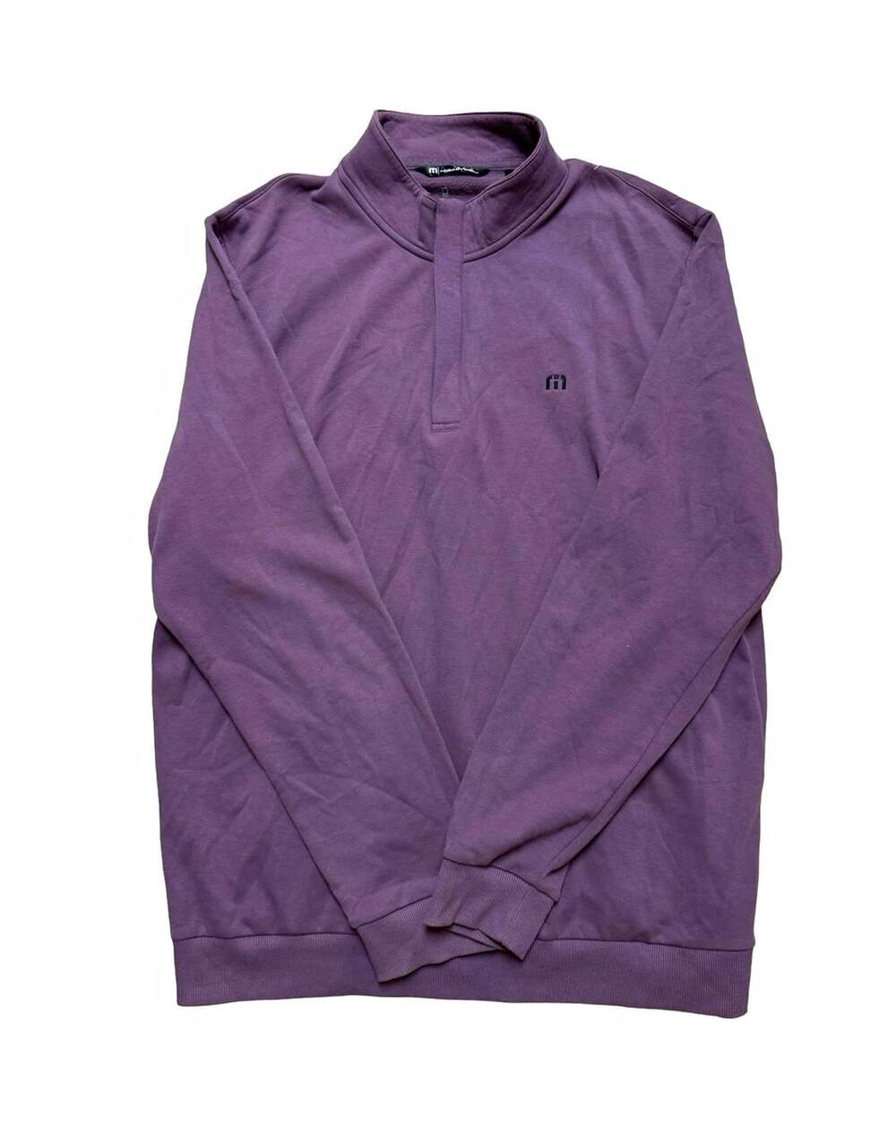 TravisMathew Men’s Purple Solid Fleece 1/4-Zip Mock Neck Sweatshirt XXL
